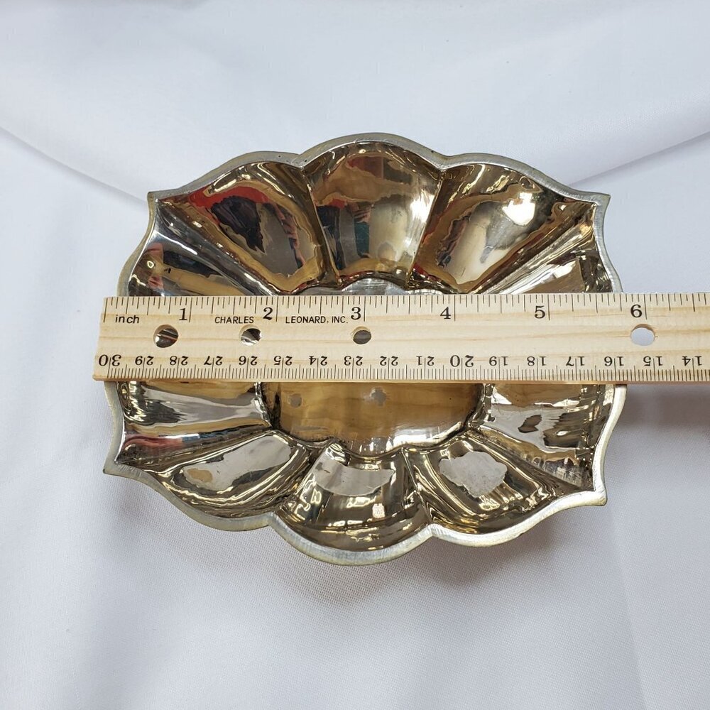 Vintage Silver Tone Brass Inlay Jewelry Trinket Box Floral Design Made in India - Picture 16 of 16